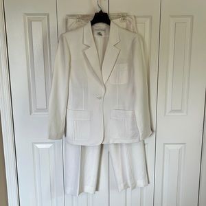 Jones New York White Linen/Rayon Wide Leg Pant Suit Sz10